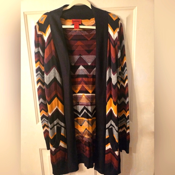 [Missoni for Target] Brown Black Chevron Open Front Cardigan Sweater M *flaw - Picture 6 of 7